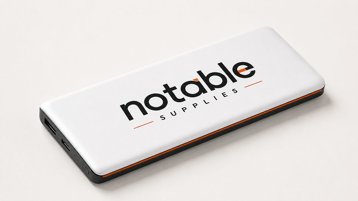 Corporate power bank, branding and merchandise supplied by Notable Supplies in Uganda